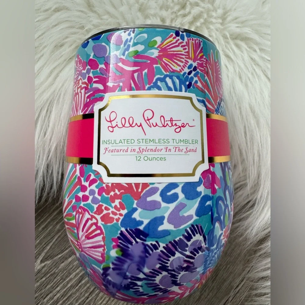 🌸 LILLY PULITZER  Insulated Stemless Tumbler “Splendor In The Sand”